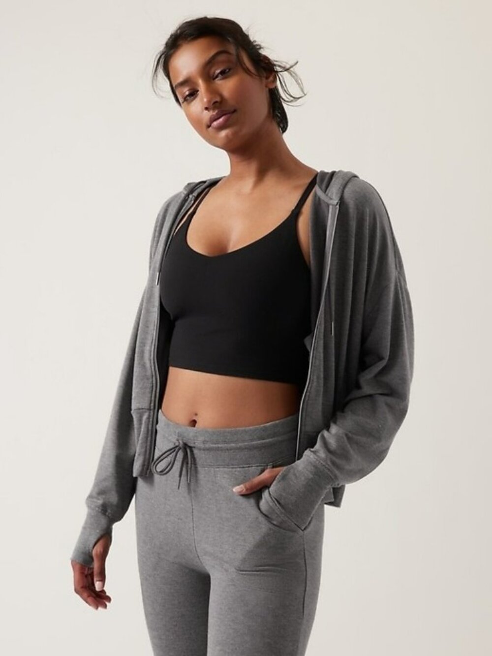 Athleta PM Petite Medium Balance Sweatshirt Grey Heather NEW! #860065